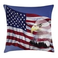 thumbnail image 1 of American Flag Decor Throw Pillow Cushion Cover, Bless America Flag in the Wind with Eagle Icon Double Exposure Citizen Image, Decorative Square Accent Pillow Case, 16 X 16 Inches, Multi, by Ambesonne, 1 of 2