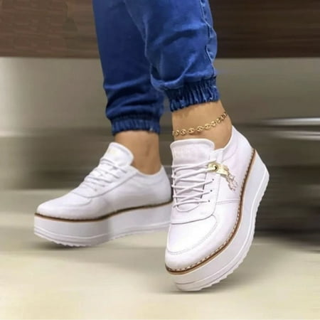 

WMYBD Shoes for Women Large Size Lace-up Women s Shoes Fashion Solid Color All-match Inner Heightening Casual Thick Sole Shoes Gifts for Women