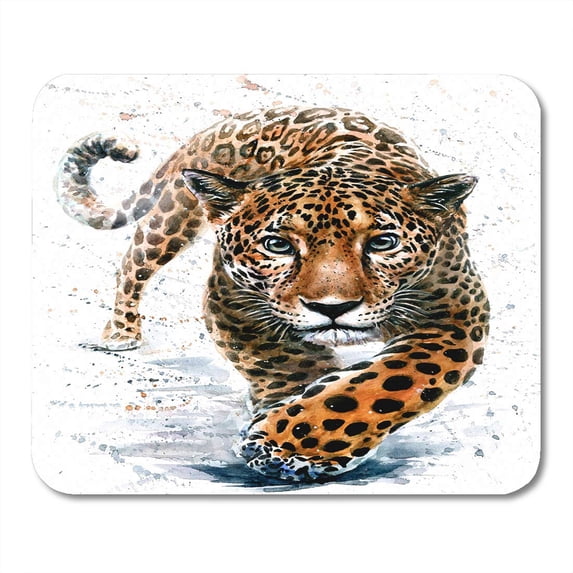 SIDONKU Watercolor Leopard Jaguar Wild Wildlife Realistic Kostart Mousepad Mouse Pad Mouse Mat 9x10 inch
