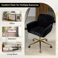 thumbnail image 7 of HMFULE Artificial Rabbit Hair Home Office Chair with Golden Metal Base Adjustable Desk Chair with Wheels Computer Vanity Chair for Living Room Small Spaces Black, 7 of 7