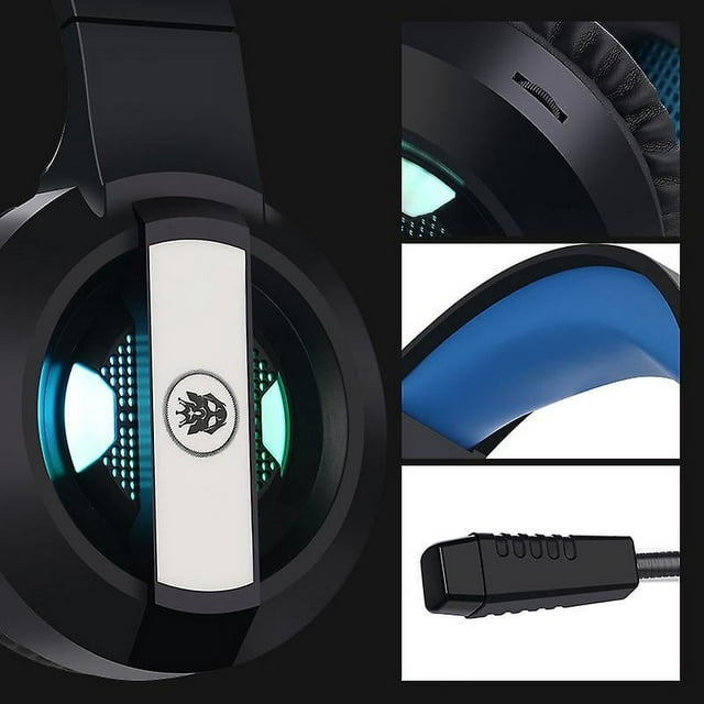 Auriculares para juegos con sonido envolvente estéreo 7.1, auriculares con micrófono con cancelación de ruido y luz LED