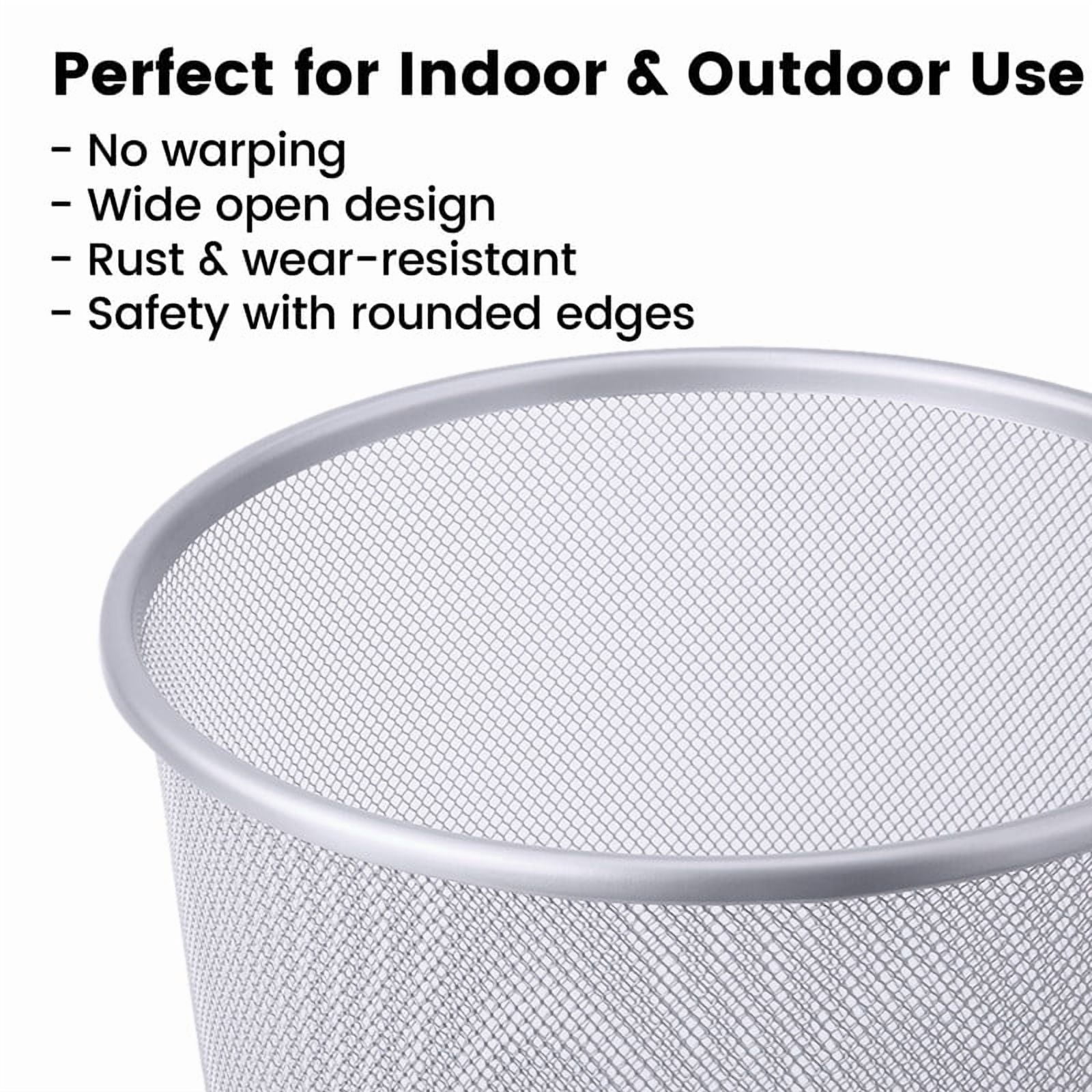 Gamexcel 5-Gallon Metal Mesh Trash Can 3 Pack, Round Open Top Silver Waste Basket for Office, Bedroom and Bathroom