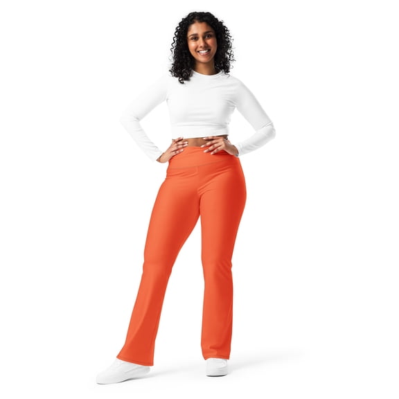 Outrageous Orange Flare Leggings, Orange Flare Leggings
