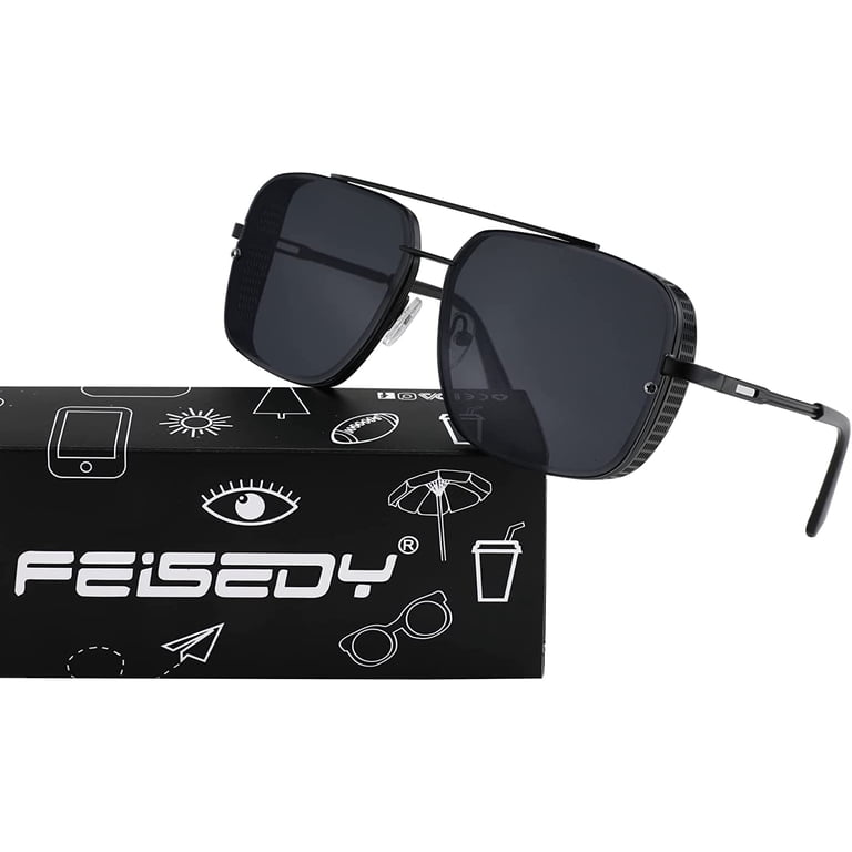Metal Oversized Square Aviator Sunglasses with Side Shields Oversized Square Aviator Gradient Sunglasses For Men Vintage  main image 2