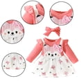 thumbnail image 4 of Esaierr Baby Girls Fox Embroidery Dress,Newborn Girls Bow Printed Casual Dress,Spring Fall Fake Straps Mesh Dress for 0-18 Months, 4 of 6