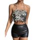 thumbnail image 1 of Sexy Layered Sparkly Sequins Chain Halter Backless Crop Top Camisole Nightclub Party Body Jewelry Accessories for Women, 1 of 4