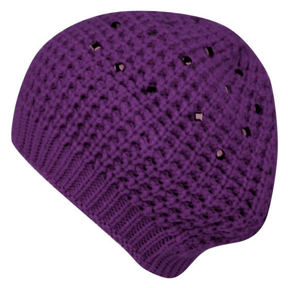 Soft Knit Crochet Beret Hat with Studs