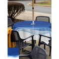 thumbnail image 4 of Outdoor Tablecloth with Umbrella Hole and Zipper, Ombre Blue Waves Square Table Cloth 54x54 Inch Waterproof Tablecloth, Abstract Art Gradient Modern Picnic Table Cover for Patio Camping, 4 of 7