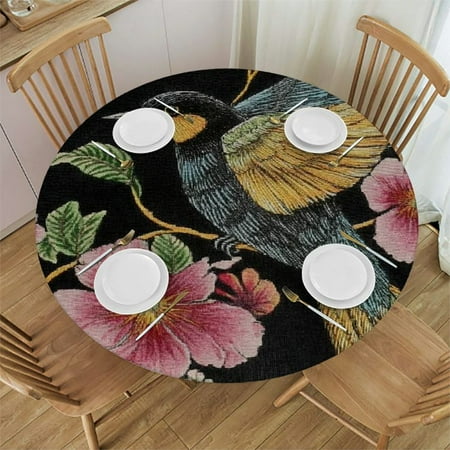 

Patifu Flowers Round Tablecloth Stain-Resistant and Washable - Ideal for Indoor and Outdoor Restaurant Wedding Party Decor - Outdoor Fitted Tablecloth 38 -42
