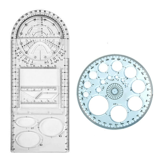 CAROOTU Règle Géométrique Multifonctionnelle Modèle de Dessin Outil de Mesure pour Fournitures Scolaires et de Bureau