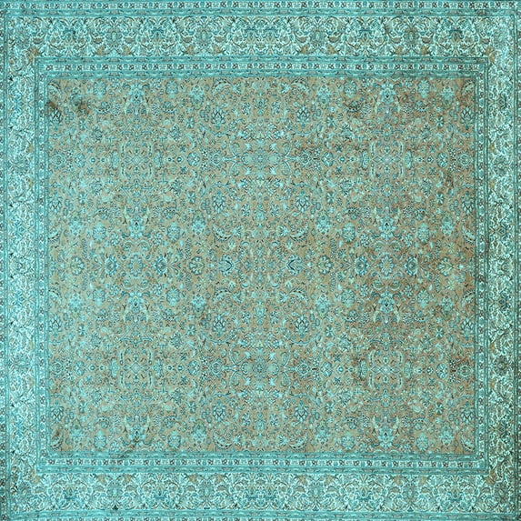 Ahgly Company Indoor Square Persian Light Blue Traditional Area Rugs, 3' Square