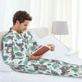 thumbnail image 4 of Mens Pajamas Set, Bears and Tropical Leaves Button Down Long Sleeve Loungewear Sleepwear Pjs sets for Men, 4 of 5