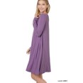 thumbnail image 3 of Zenana Women & Plus Long Sleeve Jersey Flared Swing T-Shirt Tunic Dress with Side Pockets, 3 of 5