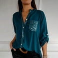 thumbnail image 5 of Seductiva Women Long Sleeve Tops Shirts Women Women's Casual V Neck Collared Button Up Blouse Top Solid Summer Shirt Casual Collared Blouses Loose Fit Outfits Workout, 5 of 5