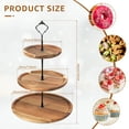 thumbnail image 7 of Cupcake Stand with Serving Tray and Metal Rod Rustic Wooden Tiered Cupcake Stand Decorative Tiered Tray Stand Display Dessert Holder for Home Tea Party Baby Shower Wedding Farmhouse Kitchen Decor, 7 of 7