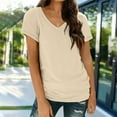 thumbnail image 2 of DondPO Women's T-Shirts Women's Spring and Autumn Short Sleeved V Neck T Shirt top Shirts for Women Womens tops Beige L, 2 of 8
