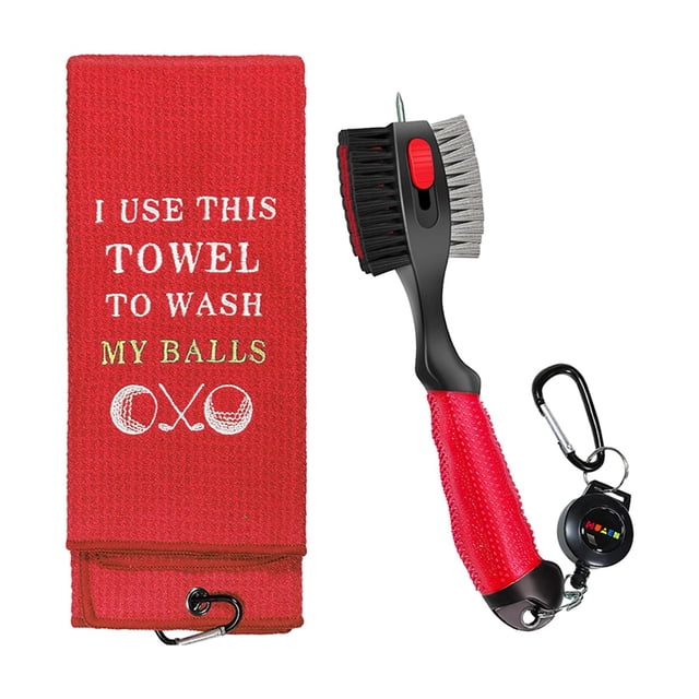 Cepillo para palos de golf, limpiador de ranuras, cepillo para toalla de golf, accesorios de golf, cómodo Rojo