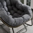 thumbnail image 5 of Outdoor Rattan Rocking Chair with Padded Cushion, Oversized Rocking Papasan Chair, Papasan Recliner Chair, Rocking Egg Chair  for Front Porch, Living Room, Patio, Garden, Grey, 5 of 9