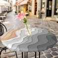 thumbnail image 6 of Grey Geometric Beach Round Tablecloth for 36-44 Inch Tables,Fitted Table Cover with Elastic Edge,Ombre Waves Moire Abstract Art Waterproof Outdoor Table Cloth Protector for Patio Garden Dinner Picnic, 6 of 9