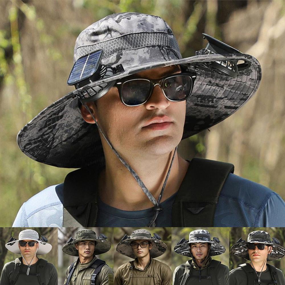 Outdoor Sun Hat with Dual Solar Fans – Large Brim Cooling Hat for Men & Women, USB Rechargeable