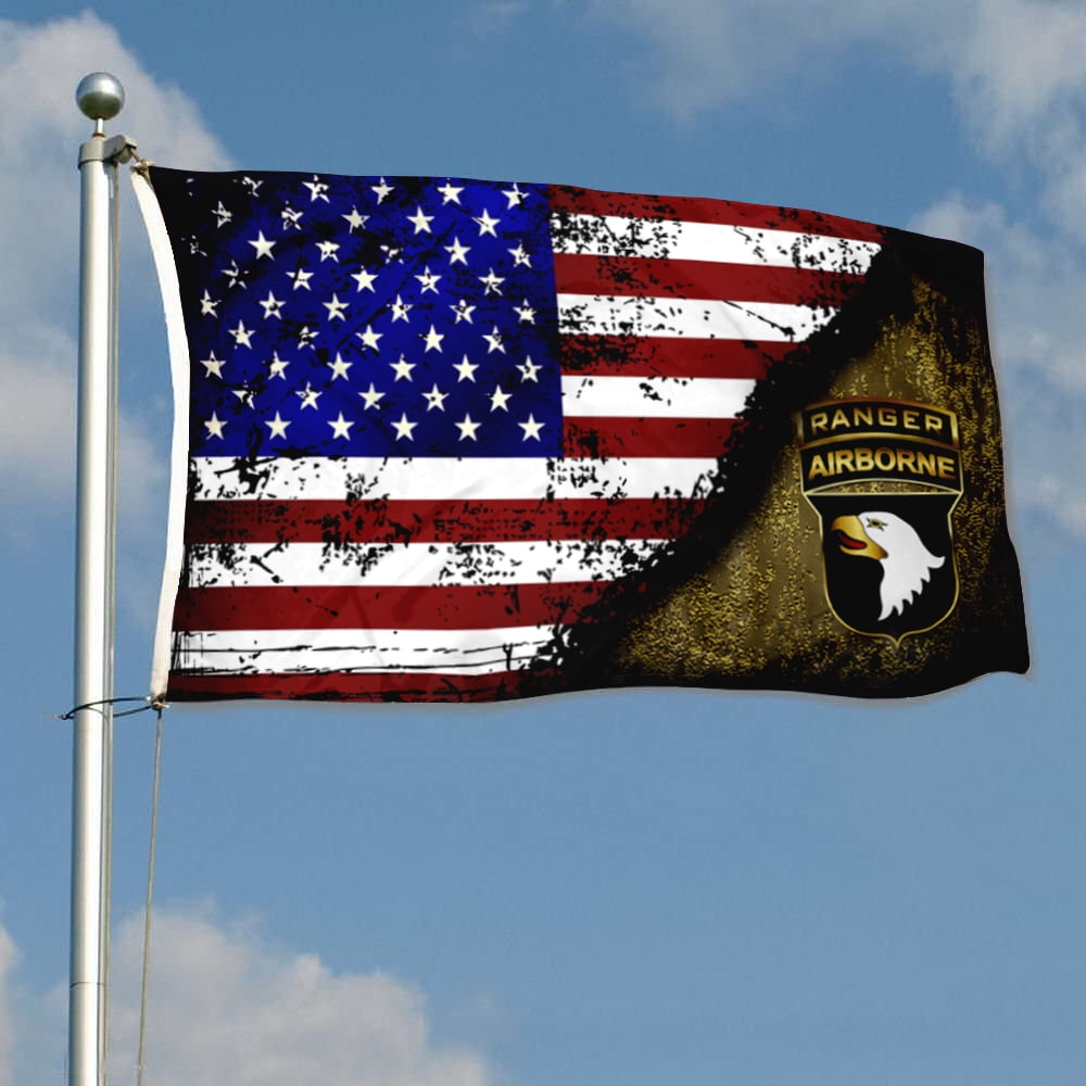 Dutern Double Sided 101st Ranger Airborne Flag TABBED STARS & STRIPES banner US Army Military Banner 3 Ply with Brass Grommets 3x5 Feet