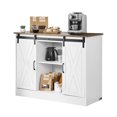 thumbnail image 1 of YKITRD Coffee Bar Cabinet 3-Tier Farmhouse Sideboard Buffet Table Barn Doors, 1 of 12