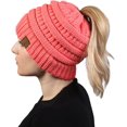 thumbnail image 1 of HSHDLDF Ponytail Messy Bun BeanieTail Women's Beanie Solid Ribbed Hat Cap, 1 of 6