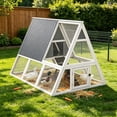 thumbnail image 5 of Backyard Weatherproof A-Frame Duck Cage with Galvanized Wire Mesh, 2-Tier Chicken Coop for 3-5 Hens, White with Gray, 5 of 7