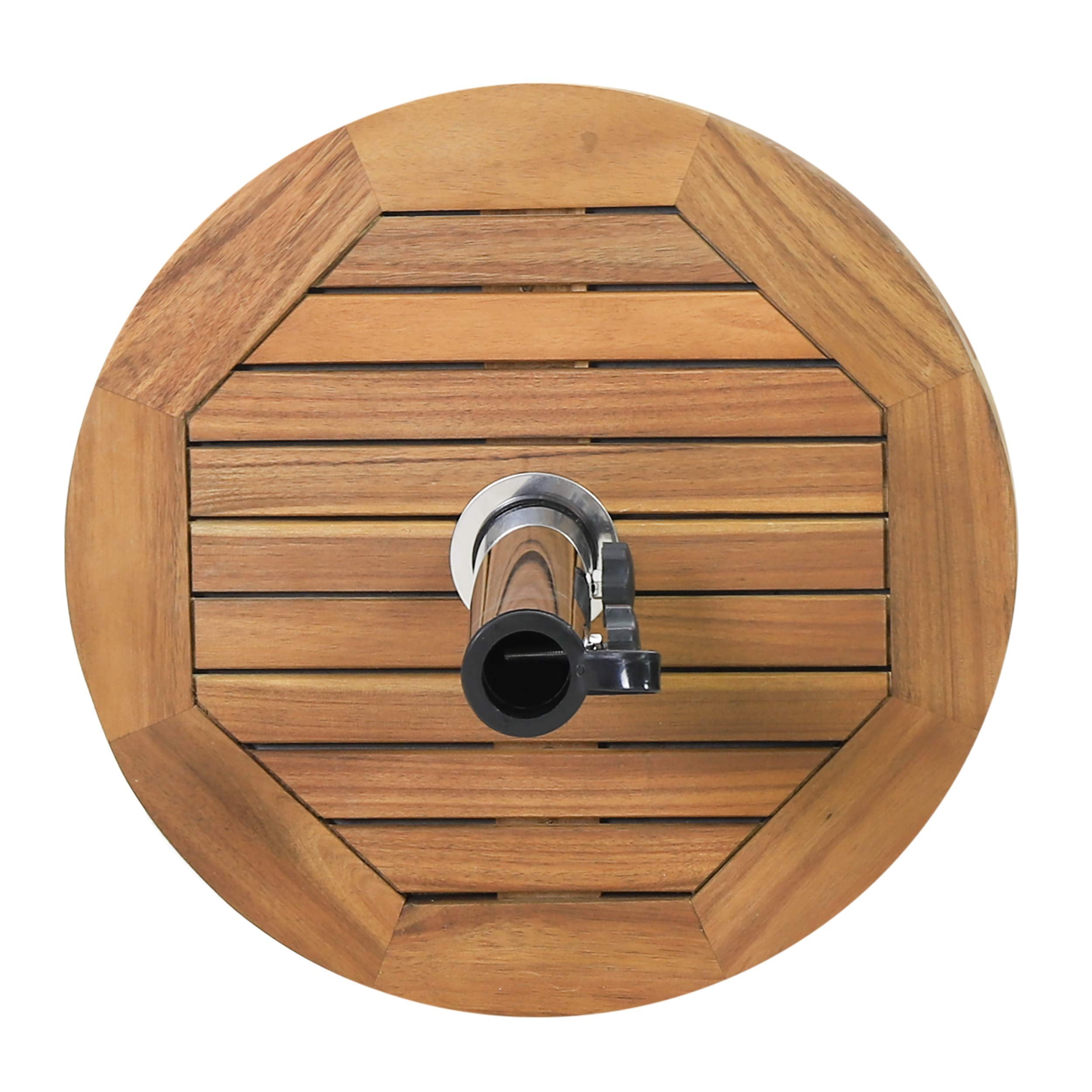 Christopher Knight Home Ralph Outdoor Acacia Wood and Stainless Steel Outdoor 33lb Circular Umbrella Base by
