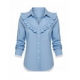 thumbnail image 5 of TaTaai Ladies Spring Summer V Neck 3/4 Sleeve Solid Top Splicing Elegant Soft Comfortable Casual Fashion Daily Commute Blouse Gift, 5 of 5