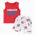 thumbnail image 6 of kaprioy Toddler Baby Boys Summer Outfits Baby Boy 4th of July Outfits Independence Day Sleeveless AMERICAN BOY Print Vest Top American Flag Shorts Set 12M-3T, 6 of 7