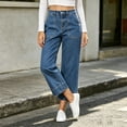 thumbnail image 5 of Capri Jeans for Women High Waisted Wide Leg Trendy Strechy Loose Straight Cropped Denim Jeans Pants with Pockets Blue-D XL(XL), 5 of 8
