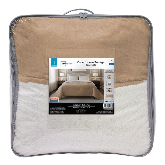 Cobertor con Borrega Individual Camel