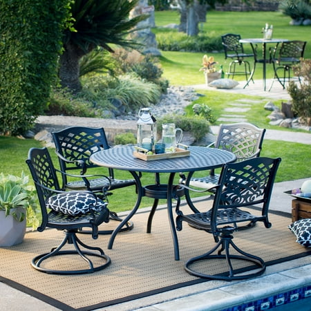 Belham Living Sorrento Aluminum Swivel Rocker 5 Piece Patio Dining Set