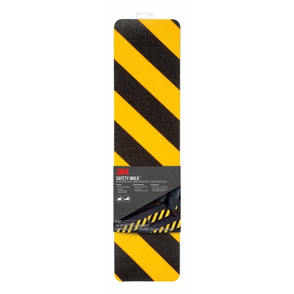 3M Safety-Walk Slip-Resistant Tread, 613BY-T6X24, Black/Yellow Stripe, 6 in x 2 ft