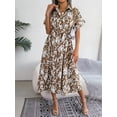 thumbnail image 2 of Women's Printed Button Up Belted Midi Dress Short Sleeve Collar Shirt Dresses, 2 of 7