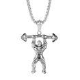 thumbnail image 1 of Style Bodybuilder Charm Neck Chain Titanium Steel Muscle Men with Barbell Pendant Necklace for Men, 1 of 8