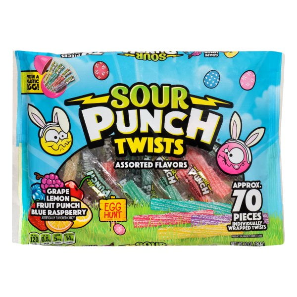 Sour Punch Twists Bulk Individually Wrapped Candy Straws for Easter