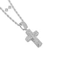 thumbnail image 3 of Slay Queen w/ Ladies on Fire Hip Hop Jewelry Necklace, Pendant, and Earrings Bling Set - TPBE-01 (24, Rope Chain Slv Stone Cross), 3 of 7