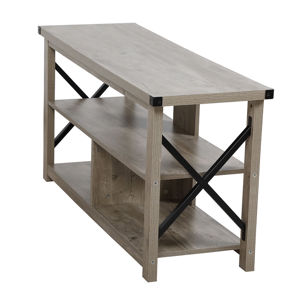 Kadyn Tv Stand for 55 Inch Tv, Console Table with 3-tier Storage Shelves, Entertainment Center for Living Room, Gray