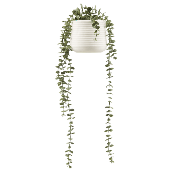 Bouclair Faux Trailing Hanging Plant in Ribbed White Pot