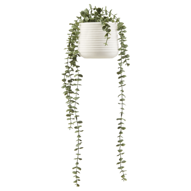 Bouclair Faux Trailing Hanging Plant in Ribbed White Pot