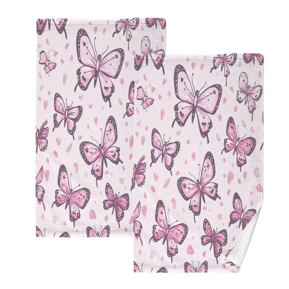 BZSMCE Face Towel Hand Towel Bath Towel Cotton Bath Towel Sets Hand Bath Towels Fashion Whimsical Pink Butterflies Pattern