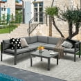 thumbnail image 3 of Costway Ensemble de Mobilier de Patio 3 Pcs en Aluminium pour Salon, Dossier Réglable, Fauteuil Inclinable, Sofa, Table, Coussin, 3 of 10