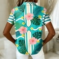 thumbnail image 6 of Minjewel Women's Hawaiian Print Button Down Short Sleeve Shirt with Pocket Casual Summer Beach Vacation Tropical Tops,Green,S, 6 of 6
