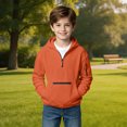 thumbnail image 2 of JAJAHO Cargo Hoodies For Kids Boys Quarter Zip Long Sleeve Hooded Sweatshirts With Zipper Pockets 5-16Y, 2 of 7