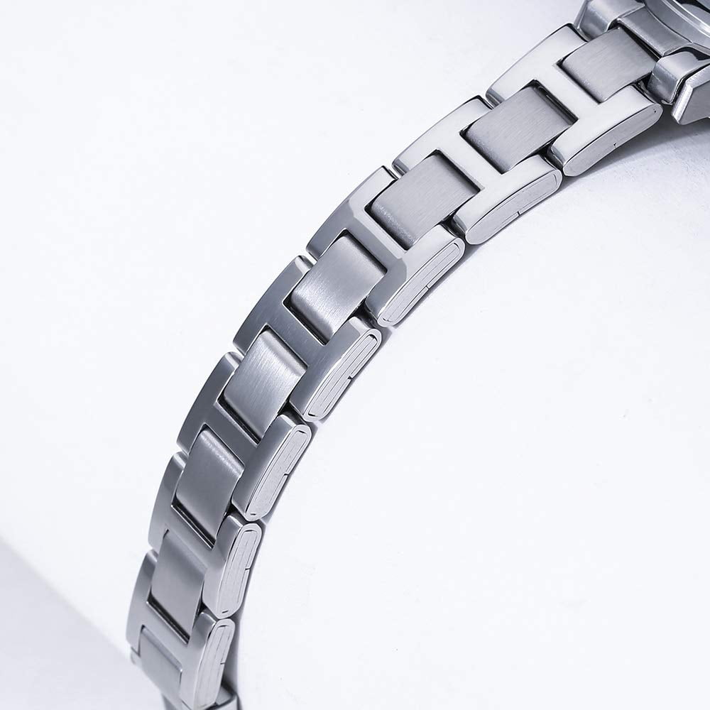 BERNY Silver Watch for Women, Fashion Easy to Read Ladies Analog Quartz Wrist Watch with Day & Date Calendar, Luminous, Stainless Steel, Waterproof, Business Dress Women's Watches (Black)