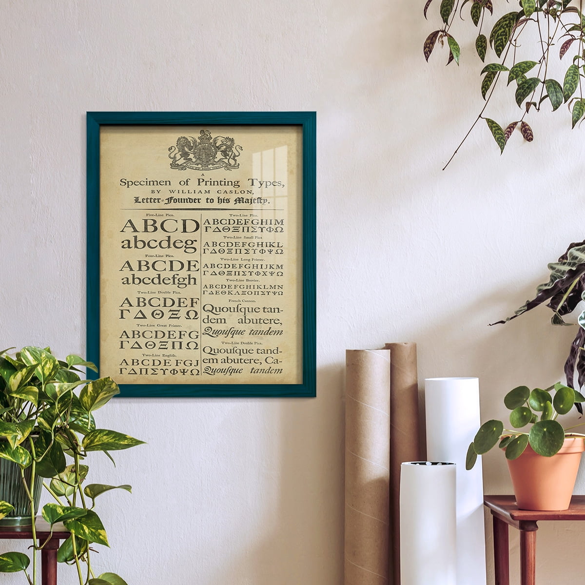 Encyclopediae VI -Framed Print w/glass-Ocean Blue