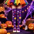 thumbnail image 2 of ZHOGXU Kids Halloween Elegant Polka Dot Pattern Thigh High Socks For Girls Soft Party Socks Work,Outddor,Travel,Purple, 2 of 4