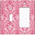 thumbnail image 2 of Metal Light Switch Plate Outlet Cover (Victorian Damask Flower Feather Red Pattern - Single Toggle Single Rocker), 2 of 2